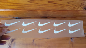10 x Nike Swoosh Logo Iron-on Sticker (heat transfer)